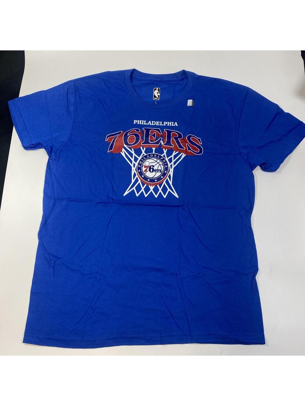 Philadelphia 76ers T Shirt Mens Large Blue NBA Logo Graphic 100% Cotton Tee